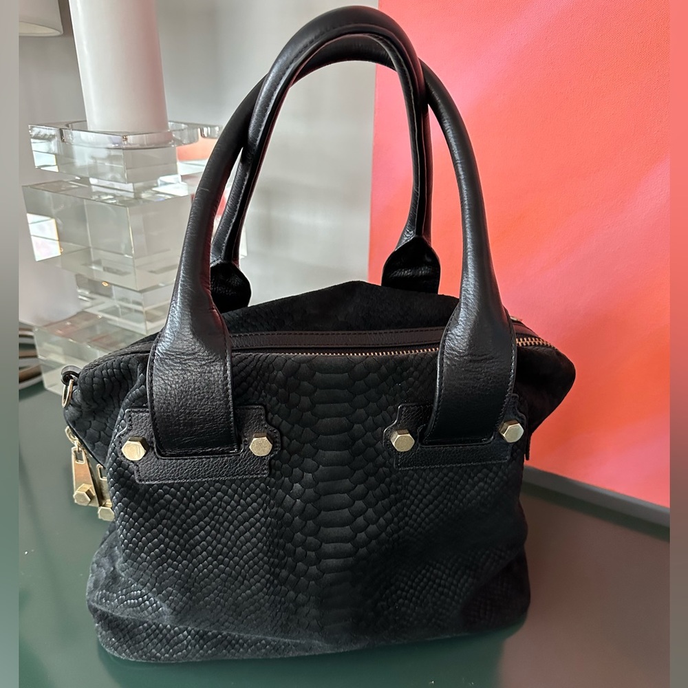 Nanette Lepore embossed suede handbag